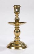 Late 17th Century Dutch Heemskerk type candlestick, with a pierced socket above the turned stem