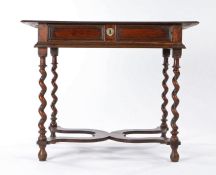 Charles II oak side table, circa 1680, with a rectangular top above a single frieze drawer with