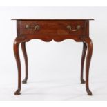 George III oak side table, circa 1780, the rectangular top above a frieze drawer and slender