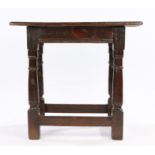 Commonwealth / Charles II oak centre table, English, circa 1650 - 1660. The twin plank top above
