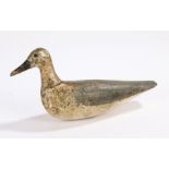 Early 20th Century decoy bird, with a painted body and integral black beak to the head set with bead