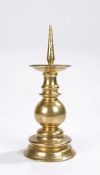 Late 16th Flemish pricket candlestick, Circa 1580-1600, the pierced pricket above a wide turned stem