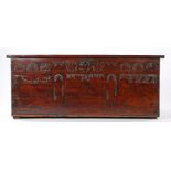 16th century cedar or cypress or cedar boarded and penwork decorated chest, North Italian, circa