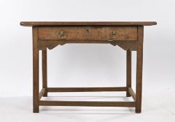 Late 17th Century Welsh oak side table, the rectangular top above a single frieze drawer and