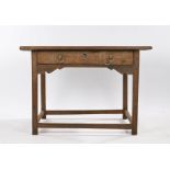 Late 17th Century Welsh oak side table, the rectangular top above a single frieze drawer and