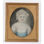 18th Century British school, portrait of a young girl, pastel on board, 27cm x 33cm excluding the