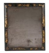 Queen Anne black and gilt Japanned mirror, circa 1710, probably the original mirror plate, within