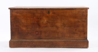 19th Century scumbled pine blanket box, the hinged lid opening to reveal a lidded candle box, on a