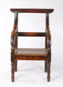 19th Century oak and elm armchair, the arched top rail above a splat and solid seat flanked by