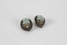 Egyptian revival Scarab beetle clip on earrings (2) - VENDOR TO COLLECT 06.10.21-MG