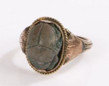 Egyptian revival scarab beetle ring