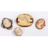 Three cameo brooches together with a ivory brooch (4)