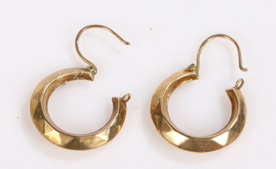 Pair of 9 carat gold small hoop earrings, 1.8 grams