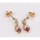9 carat gold and ruby earrings