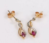 9 carat gold and ruby earrings