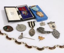 Collection of costume jewellery to include medals for the masonic institution and various other