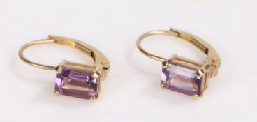 10 carat gold and amethyst earrings, gross weight 1.2 grams