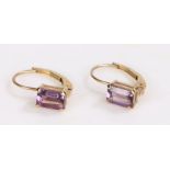 10 carat gold and amethyst earrings, gross weight 1.2 grams