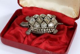 Early 20th century white metal and paste brooch in the form of a tortoise