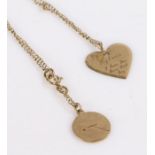 9 carat gold necklace with a heart, gross weight 2.9 grams