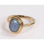 9 carat gold and opal ring, ring size Q gross weight 3.1 grams