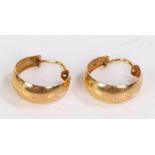 Pair of 18 carat gold hoop earrings, 4g