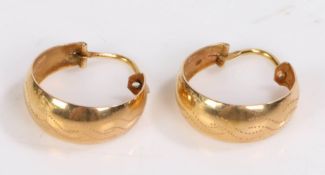 Pair of 18 carat gold hoop earrings, 4g