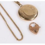 9 carat gold locket and chain the locket is decorated with a floral design together with a 9 carat