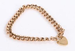 9 carat gold bracelet with a heart locket, gross weight 11.8 grams