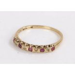 9 carat gold and ruby ring, ring size O gross weight 1.3 grams