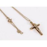 9 carat gold pendant and chain in the form of a cross, gross weight 3.6 grams