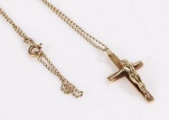 9 carat gold pendant and chain in the form of a cross, gross weight 3.6 grams