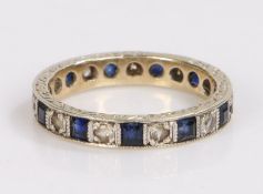 Sapphire and paste eternity ring, ring size M - 05.10.21-VENDOR TO COLLECT AT SOME STAGE - IN SAFE -