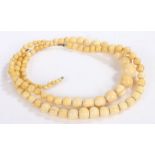 Victorian ivory necklace, 95cm long