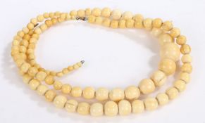 Victorian ivory necklace, 95cm long