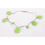 White metal and lime green stone necklace - VENDOR TO COLLECT 06.10.21-MG