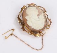 9 carat gold mounted cameo brooch, gross weight 12.0 grams