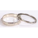 Two silver bangles, gross weight 42.5 grams