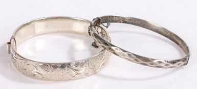 Two silver bangles, gross weight 42.5 grams