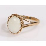 9 carat gold and white opal ring, ring size M gross weight 2.2 grams