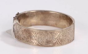 Silver bangle with foliate decoration, gross weight 26.4 grams