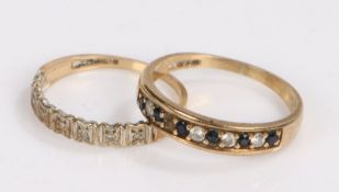 Two 9 carat gold rings, one set with paste the other is set with paste and black stones, gross