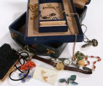 Collection of costume jewellery to include necklaces, two watches black bead necklaces ect housed in