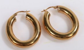 Pair of 9 carat gold hoop earrings, 4.3 grams