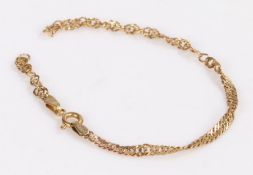 9 carat gold bracelet (broken), 1.2 grams