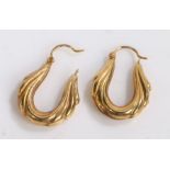 Pair of 9 carat gold swag form hoop earrings, 2.5 grams