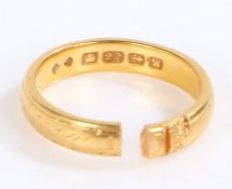 22 carat gold wedding band (band cut), ring size M gross weight 5.1 grams