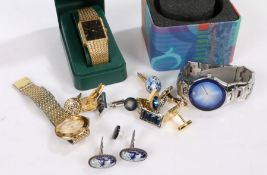 Collection of wristwatches to include a faux Rolex, and two others together with a collection  of