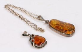 Amber and silver pendant necklace, amber and silver pendant (2)