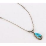 Turquoise pendant, turquoise stone set on white metal, gross weight 3.7 grams